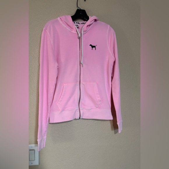 VICTIRIA SECRET PINK ZIP HOODIE - Picture 1 of 5